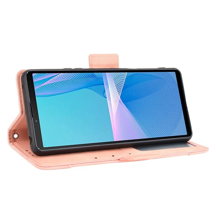 Portafoglio Design Multiplo Slot Per Carte Stand Custodia Per Telefono In Pelle Per Sony Xperia 10 III 5G / Xperia 10 III Lite - Rosa