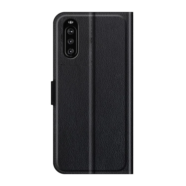 Litchi Skin Wallet Stand Leather Protection Case for Sony Xperia 10 III 5G / Xperia 10 III Lite - Black