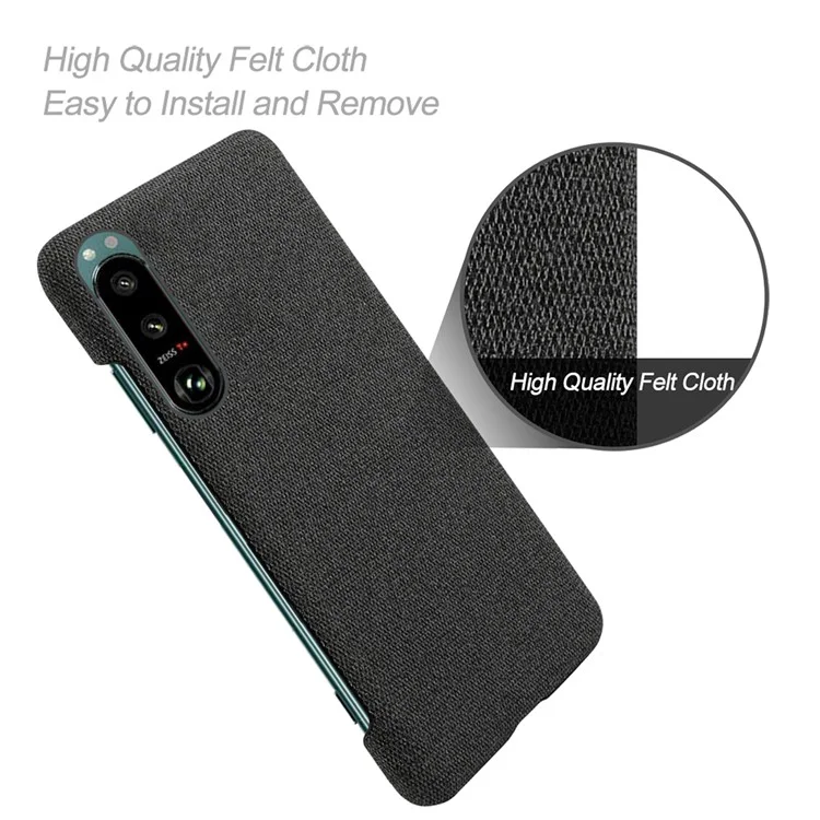 Capa de plástico revestida de tecido KSQ bem protegida para Sony Xperia 5 III 5G - Preta