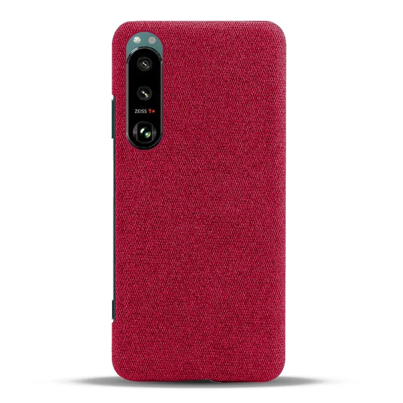 Cloth Coated Plastic Well-Protected Back Case for Sony Xperia 5 III 5G - Red