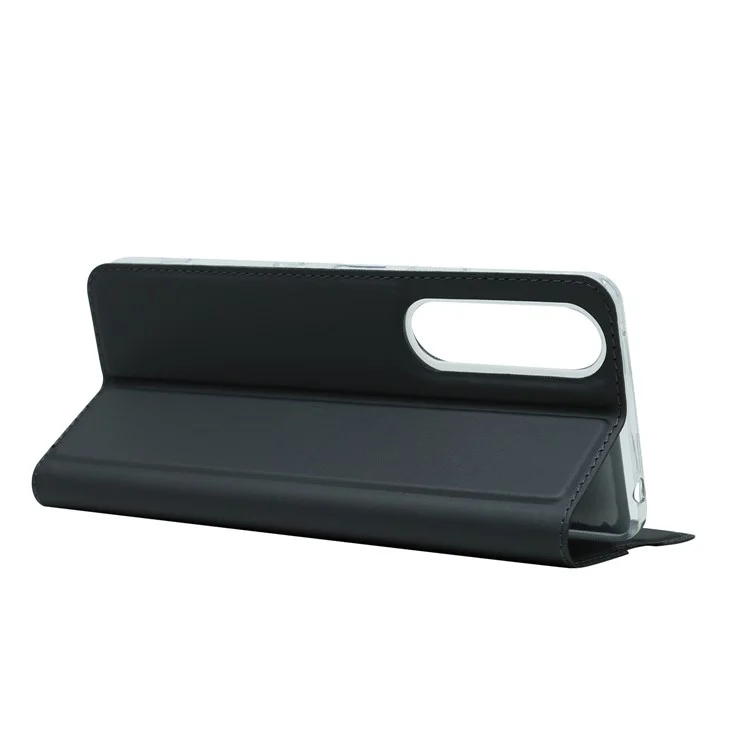 Coperchio di Conchiglia Per Telefonia Mobile in Pelle Automatica Automatica Con Supporto Per Carta Per Sony Xperia 1 III 5G - Nero