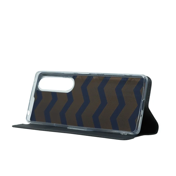 Coperchio di Conchiglia Per Telefonia Mobile in Pelle Automatica Automatica Con Supporto Per Carta Per Sony Xperia 1 III 5G - Nero
