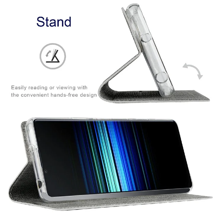 Coperchio Del Supporto Per Protezione Per Protezione in Pelle Della Serie Vili DMX Con Supporto Per Sony Xperia 5 III 5G - Grigio