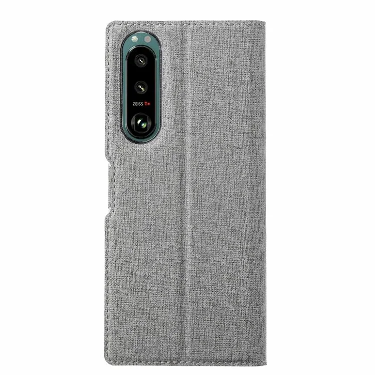 Coperchio Del Supporto Per Protezione Per Protezione in Pelle Della Serie Vili DMX Con Supporto Per Sony Xperia 5 III 5G - Grigio