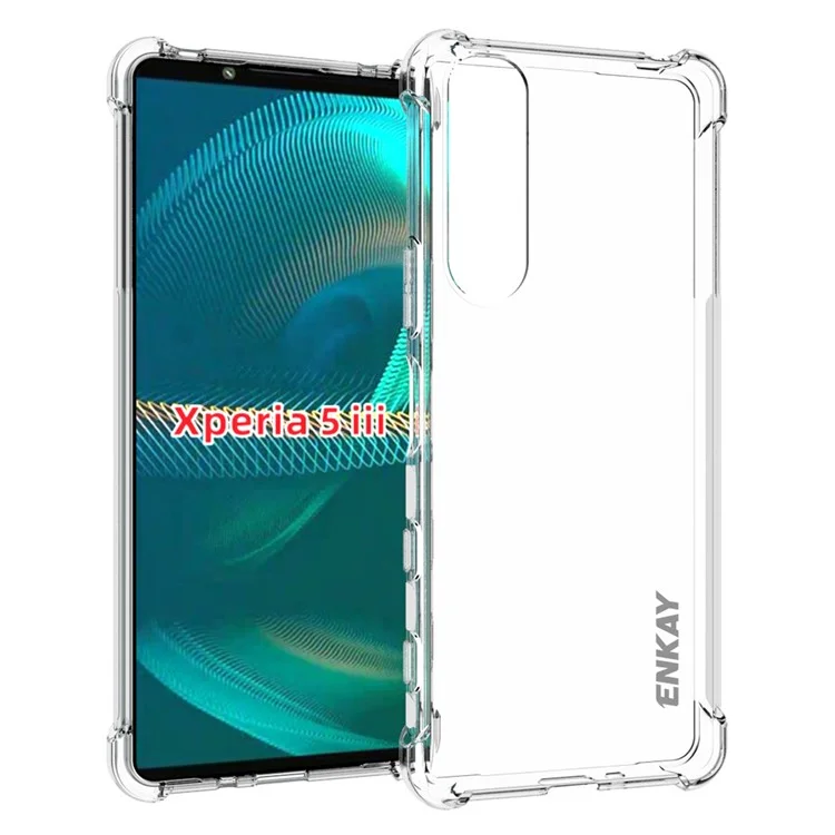 Enkay Hat Prince Transparent Soft TPU Caso Para Sony Xperia 5 III 5G Anti-Slip à Prova de Choque Tampa Protetora