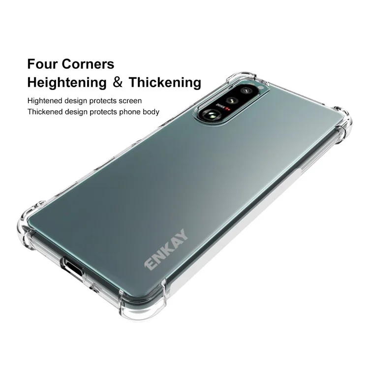 Enkay Hat Prince Transparent Soft TPU Caso Para Sony Xperia 5 III 5G Anti-Slip à Prova de Choque Tampa Protetora