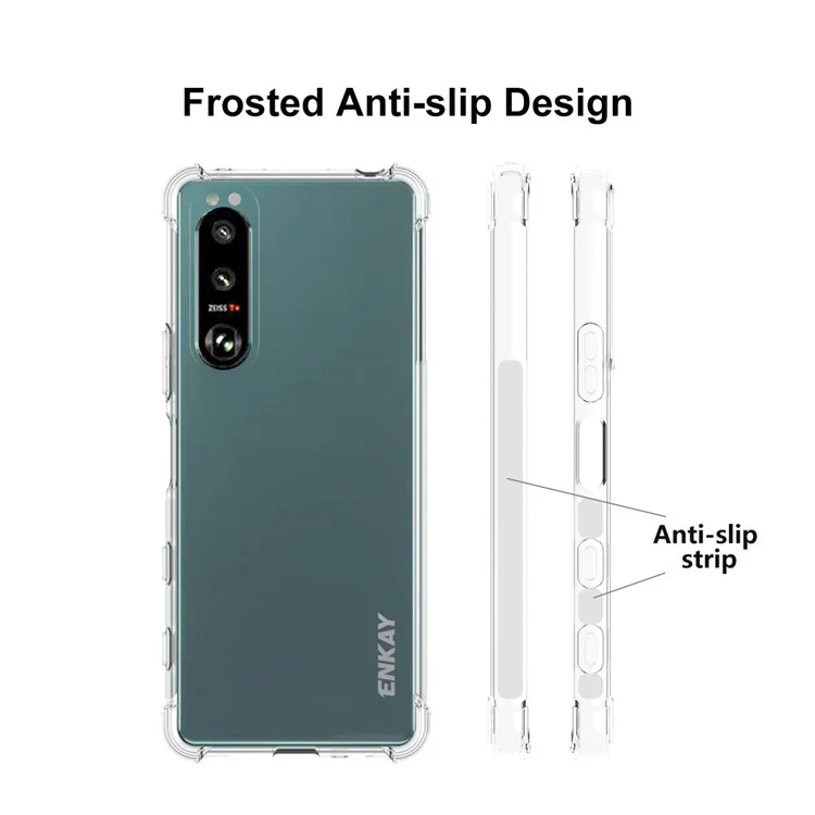 Enkay Hat Prince Transparent Soft TPU Caso Para Sony Xperia 5 III 5G Anti-Slip à Prova de Choque Tampa Protetora