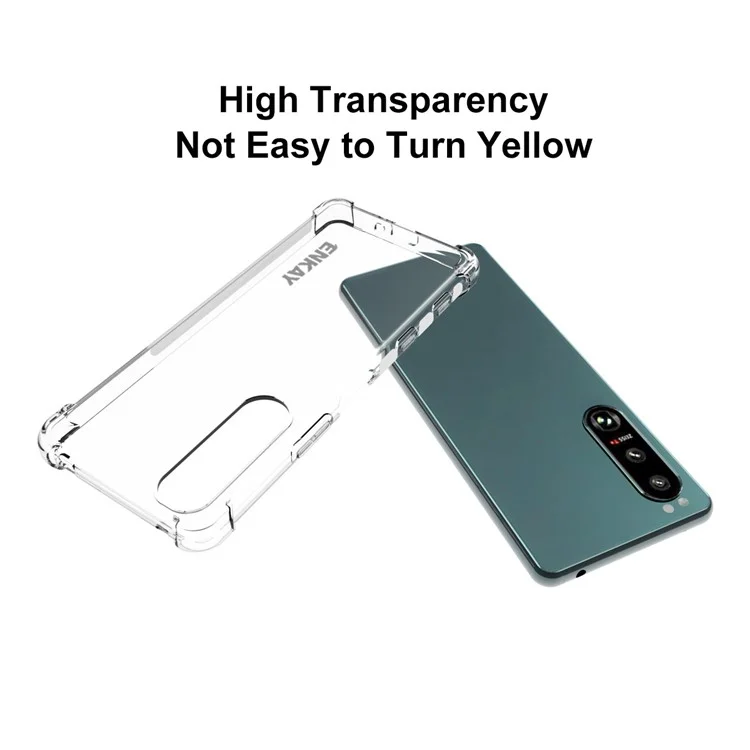 Enkay Hat Prince Transparent Soft TPU Caso Para Sony Xperia 5 III 5G Anti-Slip à Prova de Choque Tampa Protetora