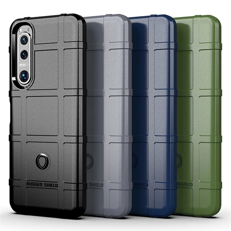 Capa Protetora Quadrada Texturizada Resistente a Choques para Sony Xperia 5 III 5G - Preta