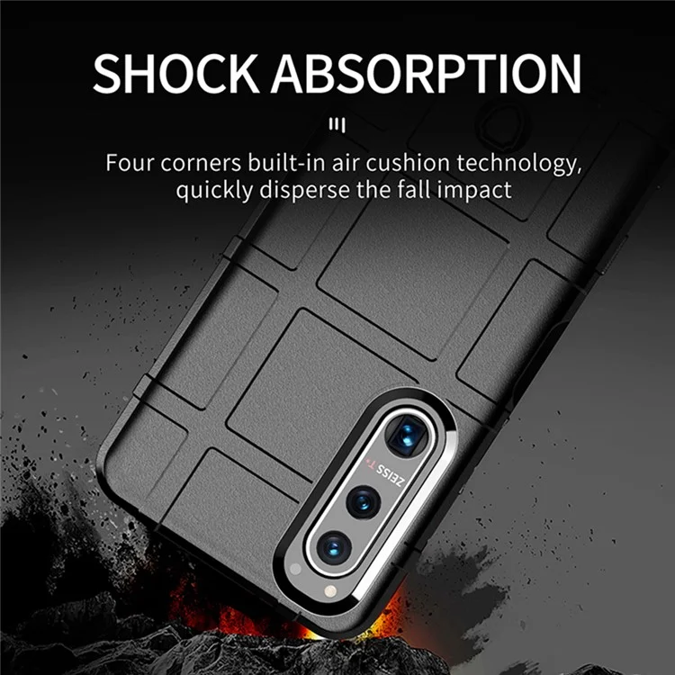 Capa Protetora Quadrada Texturizada Resistente a Choques para Sony Xperia 5 III 5G - Preta