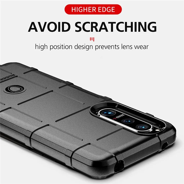 Capa Protetora Quadrada Texturizada Resistente a Choques para Sony Xperia 5 III 5G - Preta