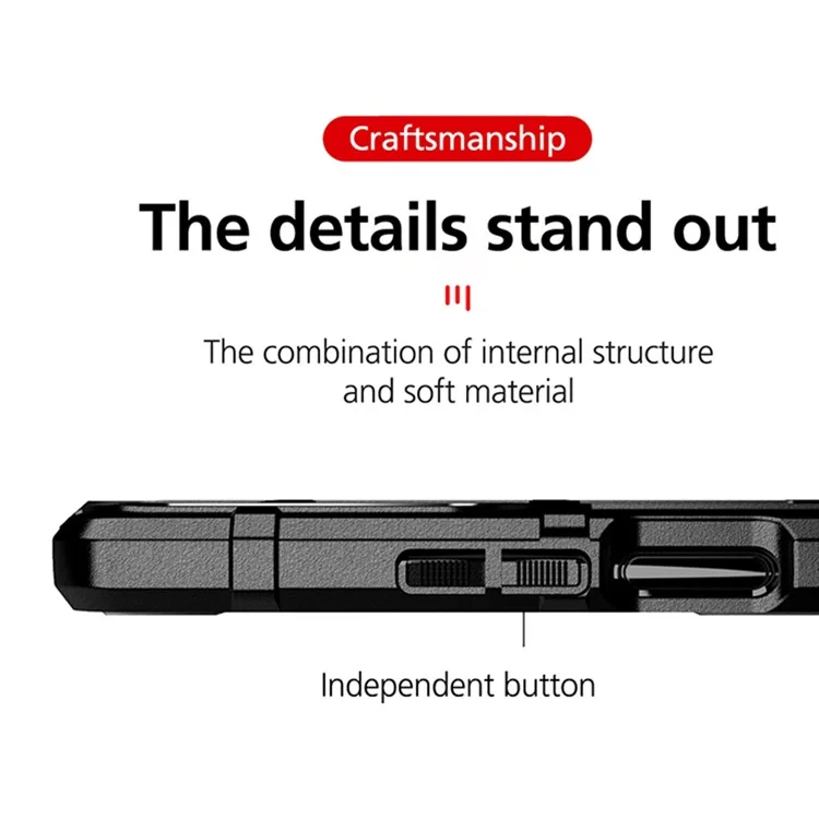 Capa Protetora Quadrada Texturizada Resistente a Choques para Sony Xperia 5 III 5G - Preta