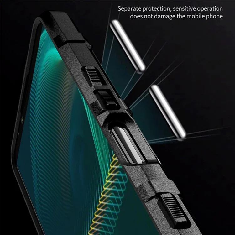 Capa Protetora Quadrada Texturizada Resistente a Choques para Sony Xperia 5 III 5G - Preta