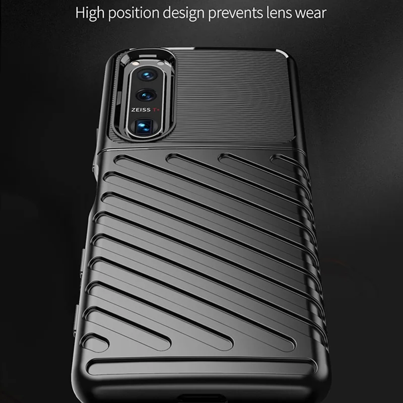 Thunder Series Twill Texture TPU Mobile Phone Casing for Sony Xperia 5 III 5G Phone Case - Black
