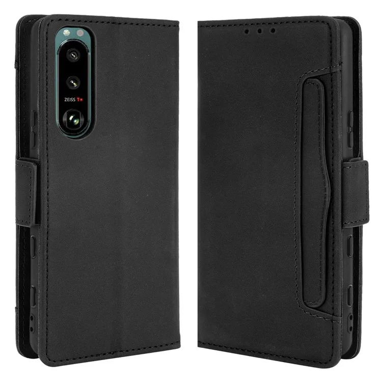 Portafoglio con Più Slot per Carte Design Supporto in Pelle Custodia Protettiva per Telefono per Sony Xperia 5 III 5G - Nero