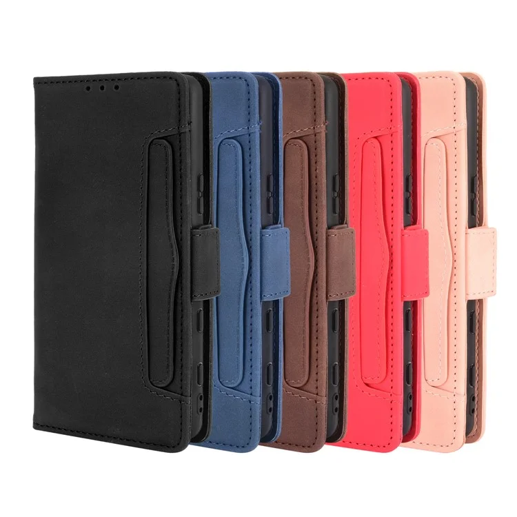 Portafoglio con Più Slot per Carte Design Supporto in Pelle Custodia Protettiva per Telefono per Sony Xperia 5 III 5G - Nero
