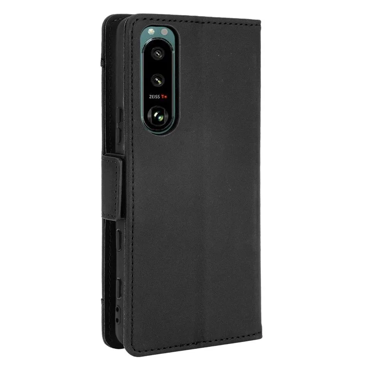 Portafoglio con Più Slot per Carte Design Supporto in Pelle Custodia Protettiva per Telefono per Sony Xperia 5 III 5G - Nero