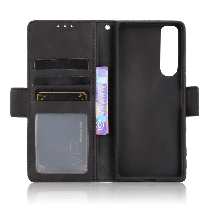 Portafoglio con Più Slot per Carte Design Supporto in Pelle Custodia Protettiva per Telefono per Sony Xperia 5 III 5G - Nero