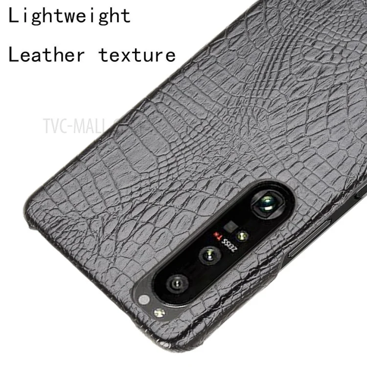 Cover per Telefono con Texture Coccodrillo per Sony Xperia 1 III 5G, Cover Telefonica in PC Rivestita in Pelle - Nero