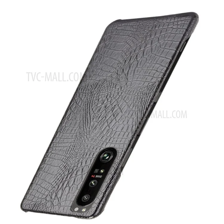 Cover per Telefono con Texture Coccodrillo per Sony Xperia 1 III 5G, Cover Telefonica in PC Rivestita in Pelle - Nero