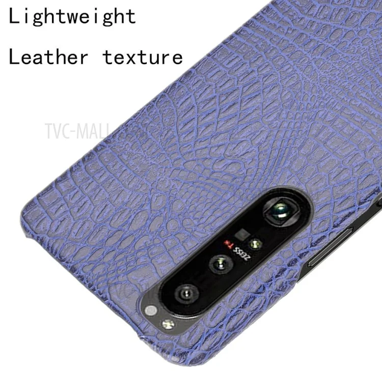 Capa de Telefone com Textura de Crocodilo para Sony Xperia 1 III 5G, Capa de Telefone em PC Revestida de Couro Sintético - Roxo