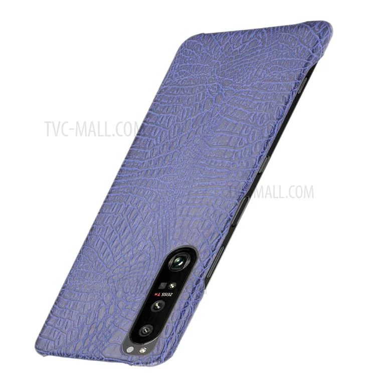 Capa de Telefone com Textura de Crocodilo para Sony Xperia 1 III 5G, Capa de Telefone em PC Revestida de Couro Sintético - Roxo