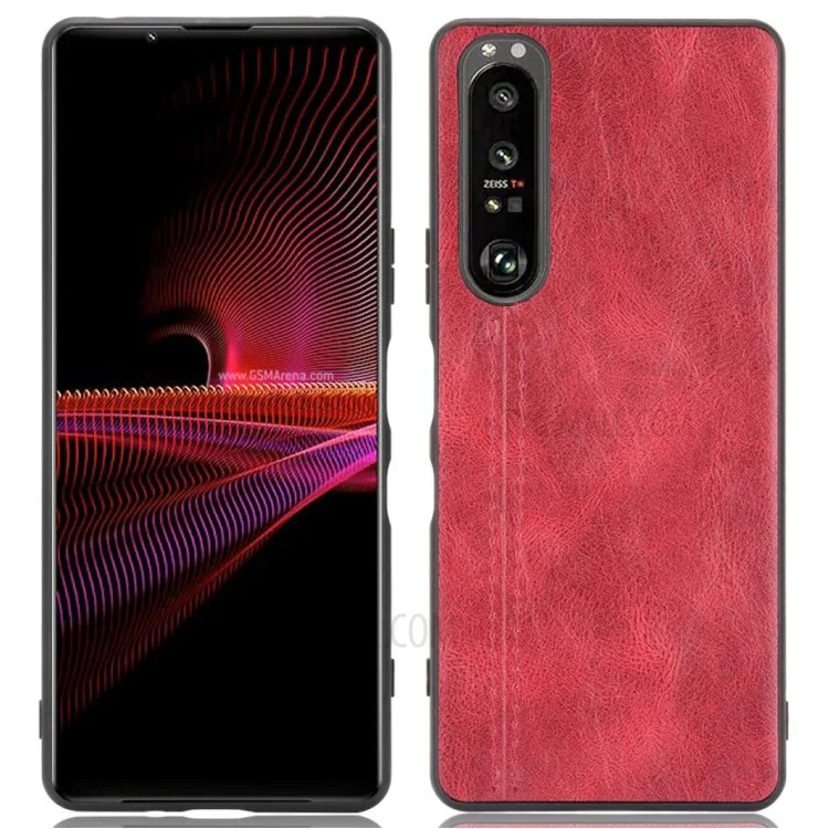 Per Sony Sony Xperia 1 III 5G Custodia per cellulare rivestita in pelle PU Texture Litchi Back Phone Cover - Rosso