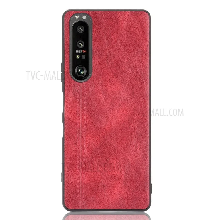 Per Sony Sony Xperia 1 III 5G Custodia per cellulare rivestita in pelle PU Texture Litchi Back Phone Cover - Rosso