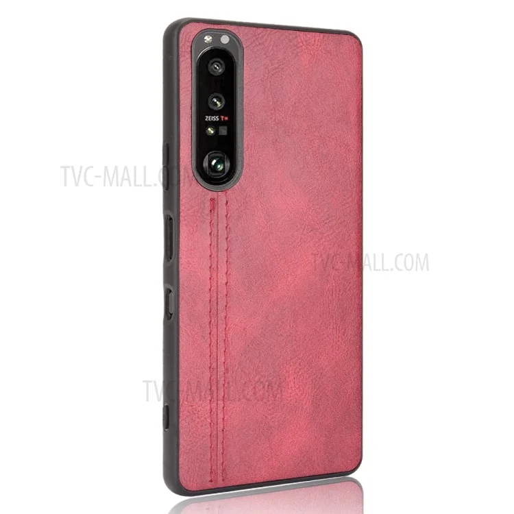 Per Sony Sony Xperia 1 III 5G Custodia per cellulare rivestita in pelle PU Texture Litchi Back Phone Cover - Rosso