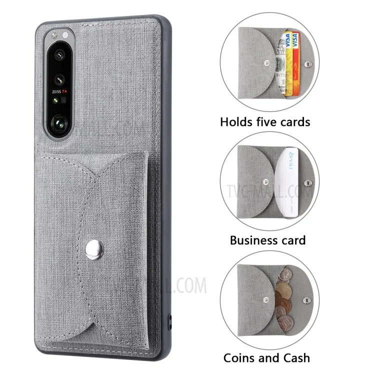 Vili T Series Couro de Couro TPU Shell Com Carteira Móvel Absorvida Magnética Para Sony Xperia 1 III 5G - Cinza