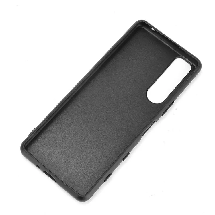 Design Della Linea di Cucitura Rivestita in Pelle PU Pc+coperchio Del Telefono Ibrido Tpu Per Sony Xperia 5 III 5G - Nero