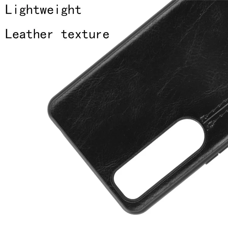 Design Della Linea di Cucitura Rivestita in Pelle PU Pc+coperchio Del Telefono Ibrido Tpu Per Sony Xperia 5 III 5G - Nero