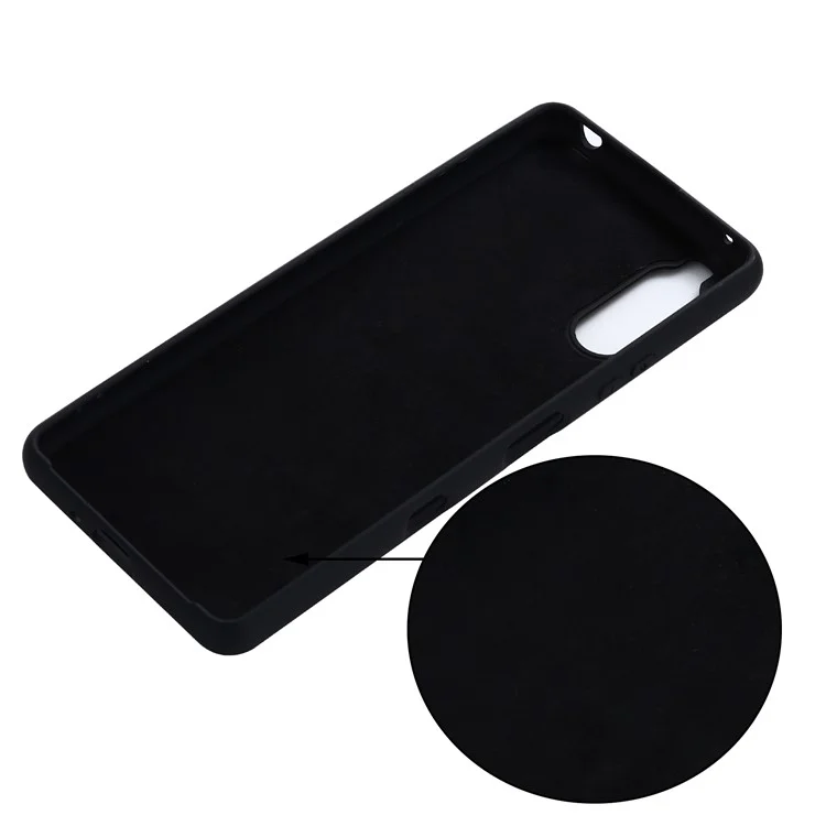 Color Sólido Silicona Líquida Bien Protegida Cáscara Protectora Con Correa Para Sony Xperia 10 III 5G - Negro