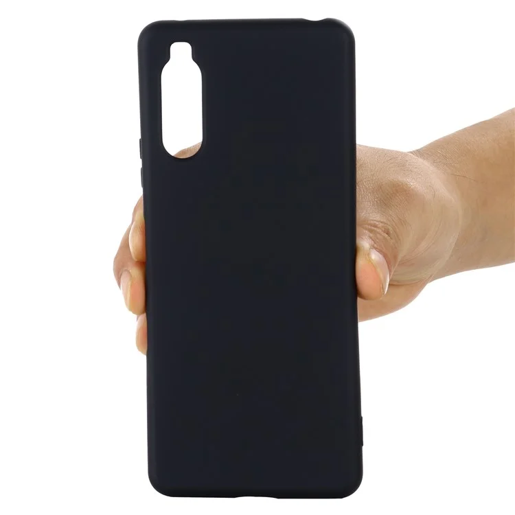 Color Sólido Silicona Líquida Bien Protegida Cáscara Protectora Con Correa Para Sony Xperia 10 III 5G - Negro