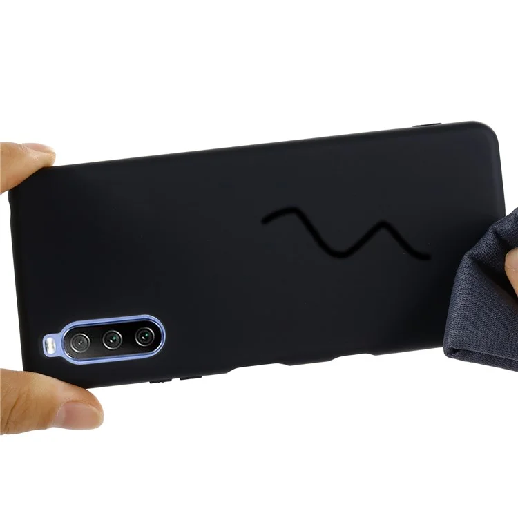 Color Sólido Silicona Líquida Bien Protegida Cáscara Protectora Con Correa Para Sony Xperia 10 III 5G - Negro