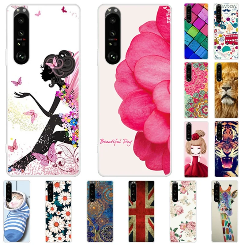 Full Protection Flexible TPU Phone Cover Case with Pattern Printing for Sony Xperia 1 III 5G - Colorful Block