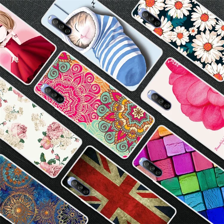 Custodia Flessibile in TPU con Stampa a Motivi per Sony Xperia 10 III 5G - Fiore Colorato