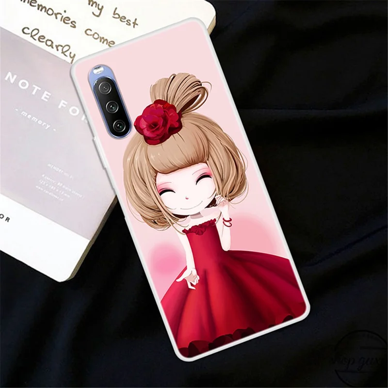 Full Protection Pattern Printing Flexible TPU Phone Cover Case for Sony Xperia 10 III 5G - White Base Flower