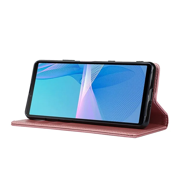 Magnetic Auto-absorbed Wallet Stand Leather Phone Case for Sony Xperia 10 III 5G - Rose Gold