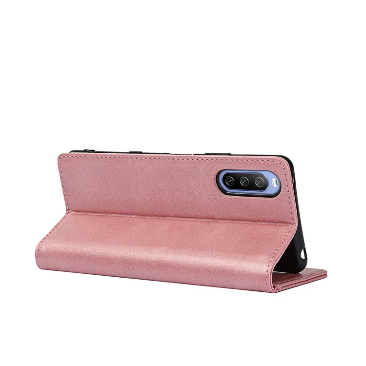 Magnetic Auto-absorbed Wallet Stand Leather Phone Case for Sony Xperia 10 III 5G - Rose Gold