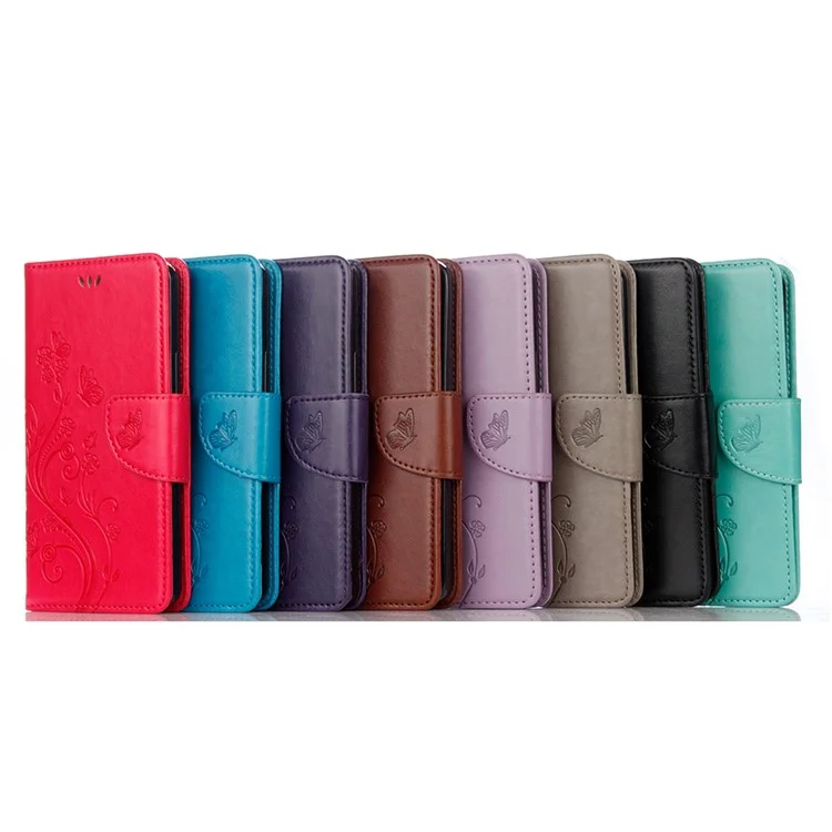 Portafoglio flip in pelle PU con farfalla stampata, custodia protettiva completa con supporto per Sony Xperia 10 III 5G - Lilla chiaro