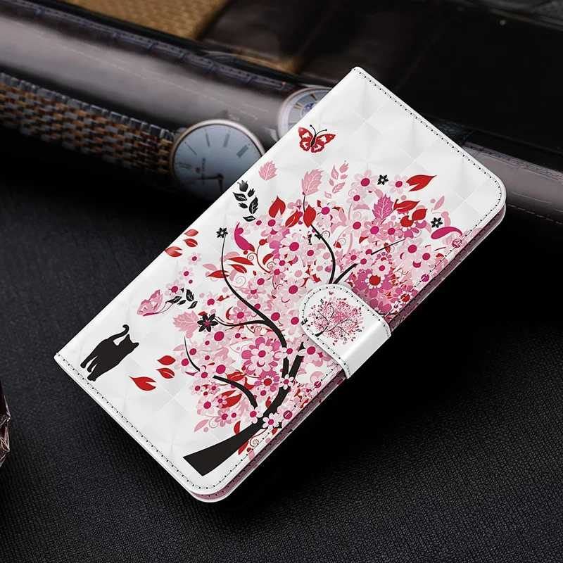 Pattern Printing Wallet Leather Protector Cover for Sony Xperia 10 III 5G / Xperia 10 III Lite - Pink Tree