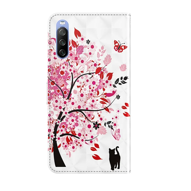 Pattern Printing Wallet Leather Protector Cover for Sony Xperia 10 III 5G / Xperia 10 III Lite - Pink Tree