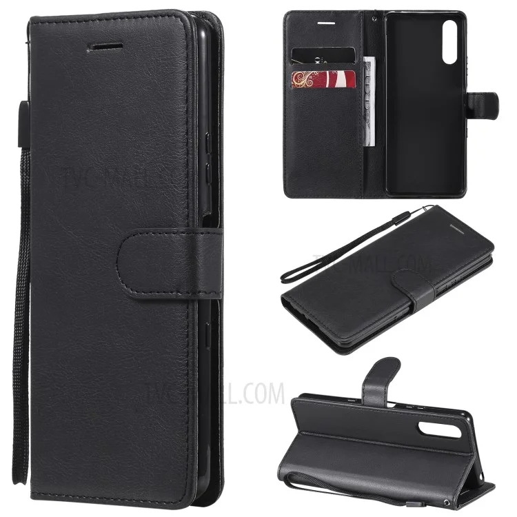 KT Leder Serie-2 Brieftasche Leder Telefon Hülle Hülle Mit Riemengehäuse Für Sony Xperia 10 III 5G / Xperia 10 III Lite - Schwarz