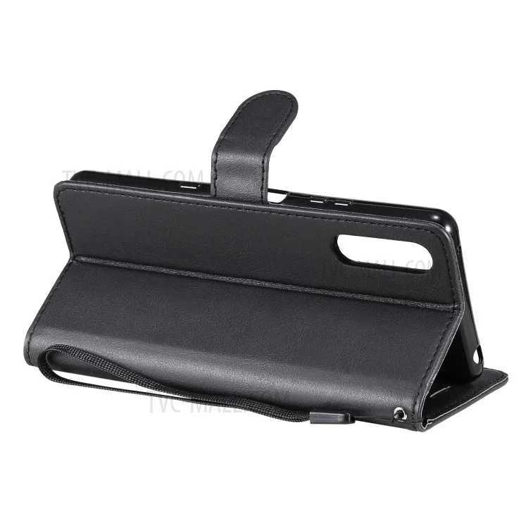 KT Leder Serie-2 Brieftasche Leder Telefon Hülle Hülle Mit Riemengehäuse Für Sony Xperia 10 III 5G / Xperia 10 III Lite - Schwarz