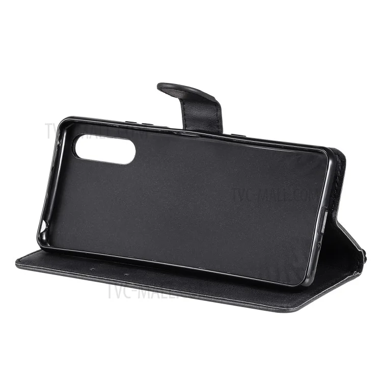 KT Leder Serie-2 Brieftasche Leder Telefon Hülle Hülle Mit Riemengehäuse Für Sony Xperia 10 III 5G / Xperia 10 III Lite - Schwarz