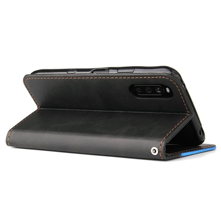 Zwei-farben-telefonhülle Leder Brieftasche Hülle Mit Riemen Für Sony Xperia 10 III 5G / Xperia 10 III Lite - Blau
