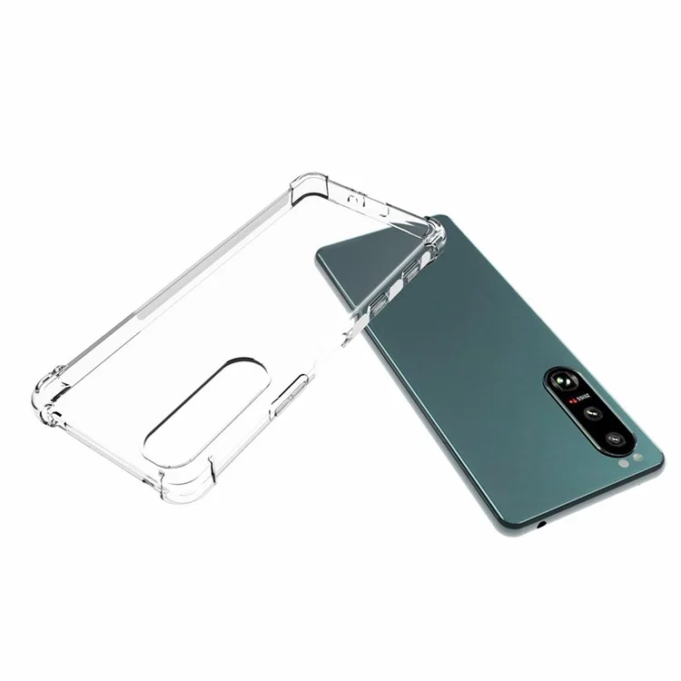Capa de Cobertura Transparente Anti-Deslizante Flexível de TPU Fina e Resistente a Choques para Sony Xperia 5 III 5G
