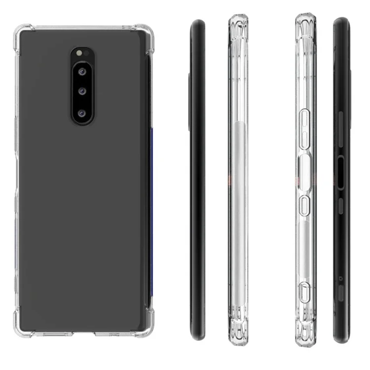 Capa de Telefone Ultra Slim Fina Flexível Transparente TPU Resistente a Riscos Anti-Deslizante à Prova de Choque para Sony Xperia 1