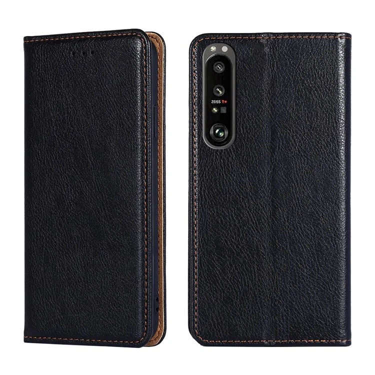 Custodia Protettiva per Telefono in Pelle PU con Supporto per Sony Xperia 1 III 5G - Nero